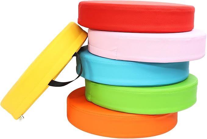 6 Pcs Flexible Seating, Waterproof Floor Cushions Easy to Clean and Carry,16''x16''x3'' Soft Seat Cushion for Learning Sitting Daycare Chair Yoga and Meditation (PU Leather)