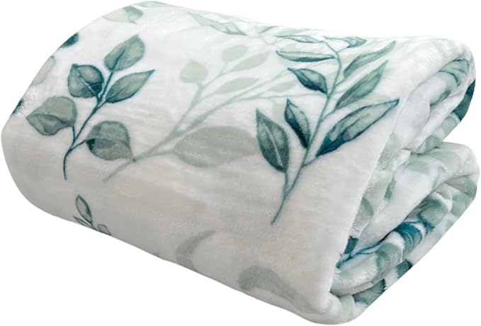 Serafina Home Throw Blanket: Velvelty Soft, Durable Fleece Accent for Bed or Couch (Teal and Gray Berries, 50 x 70 inches)