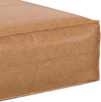 SIMPLIHOME Brody Extra Large Coffee Table Pouf - 36 inch Wide Upholstered Vegan Leather Square Ottoman in Distressed Brown, Boho Footstool, Coffee Table or Extra Seating for Living Room, Assembled
