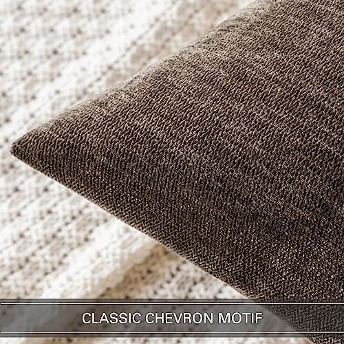 MIULEE Pack of 2 Brown Decorative Pillow Covers 18x18 Inch Soft Chenille Couch Throw Pillows Farmhouse Cushion Covers for Home Decor Sofa Bedroom Living Room - color: Brown, size: 18" x 18" (Pack of 2)