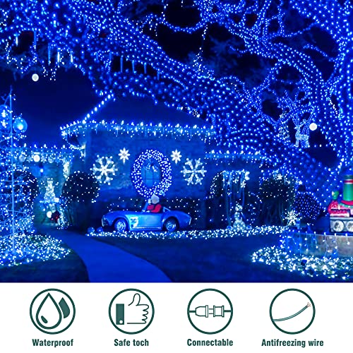 Hopolon Blue Christmas Lights, 13 Feet 50 Count String Light Green Wire, Pack of 2 Sets Incandescent Mini Lights for Indoor Outdoor Christmas Tree Garland Halloween Party Home Festival Decor,Blue - color: Blue,Green Wire, size: 2PACK, 50 count