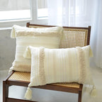 Beige Decorative Pillow Covers 20x20 Inch Soft Linen Texture Couch Throw Pillows Farmhouse Cushion Covers with Elegant Design for Sofa Bedroom Living Room Home Decor
