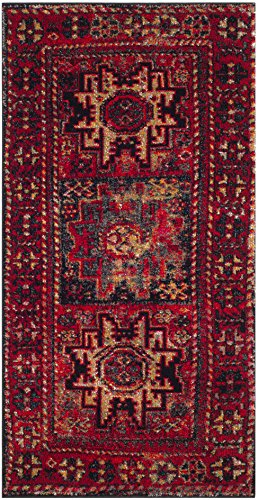 SAFAVIEH Vintage Hamadan Collection Accent Rug - 2'7" x 5', Red & Multi, Oriental Persian Design, Non-Shedding & Easy Care, Ideal for High Traffic Areas in Entryway, Living Room, Bedroom (VTH213A)