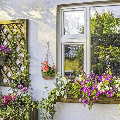 BESPORTBLE Natural Rope Hanging Plant Container Multi-Purpose Woven Flower Basket for Indoor Outdoor Use Practical Boho Style Planter for Garden Porch Home Office Decoration