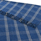 Creative Co-Op Recycled Cotton Blend Throw Blanket with Fringe, Blue Plaid (Pack of 4) - color: Blue, size: One Size (Pack of 4)