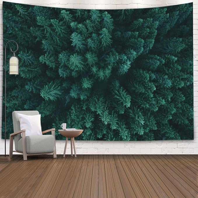 EMMTEEY Forest Nature Tapestry - Pine Tree Evergreen Fir Forest Wall Hanging 60X40 Small Wall Tapestry Christmas Tree Backdrop Dorm Decor