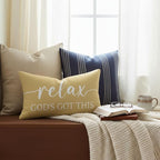Decorative Throw Pillow Covers 12x20 Inch Set of 2 – Yellow Christian Lumbar Pillowcase – Give It to God and Go to Sleep/Relax God’s Got This – Spring Summer Faith Bedroom Bed Decor