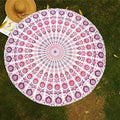 raajsee Mandala Round Beach Tapestry Hippie/Boho Beach Blanket Roundie/Indian Cotton Throw Bohemian Round Table Cloth/Yoga Mat Meditation Picnic Rugs 70 inch Circle (WHITE PINK) - color: WHITE PINK