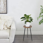 ARTORA Indoor Plant Stand, Mid Century Wood Plant Stool Adjustable Corner Tall Plant Sand Wooden Small Round End Table 18 Inch Plant Holder for Flower Pots Modern Home Decor (Brown)