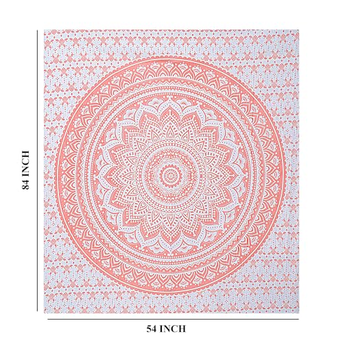 FURNISHFUL FINESSE Handmade Cotton Mandala Wall Tapestry - Rose Gold Ombre Boho Wall Decor, Indian Boho Bohemian Hippie Cute Room Hanging for Girly Bedroom, Dorm & Living Room Aesthetic - 54x84 Inches, Rose Gold - color: Rose Gold, size: 84"L x 54"W