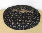 Large Hippie Mandala Round Floor Pillow Cover Ottoman Pouf Cover Daybed Cotton Cushion Cover with Heavy Duty Zipper Seating Ottoman Poufs Dog-Pets Bed 35" (Black Gold Flower, 35" Round)