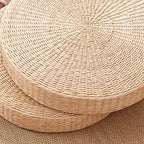 Comfortable Round Seat Cushion Woven Floor Cushion, Natural Straw Pouf Tatami Floor Poufs Meditation Cushion 40cm - size: 40cm