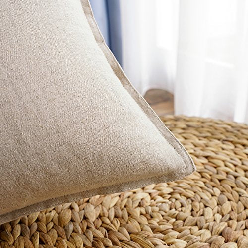 Jeanerlor Solid Natural Cotton Linen Decoration 18"x18" Throw Pillow Sham Cushion Case Soft Pillow Cover Delicate Decorative Pillowcase for Teen Boys&Girls, (45 x 45cm),2 Packs, Light Linen - color: Light Linen, size: 18" x 18" (Pack of 2)