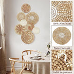 Xuhal 8 Pcs Boho Wall Basket Decor Decorative Bulrush Woven Basket Wall Decor Rustic Farmhouse Hanging Baskets for Kitchen Rustic Home Summer Decorations(Classic) - style: Classic