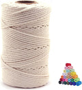 Macrame Cord,4mm x110 Yards Macrame Cords Colored Cotton Macrame Rope Craft Cord for DIY Crafts Knitting Plant Hangers Christmas Wedding Décor (Beige/Natural Color, 4mm110yards)