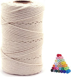 Macrame Cord,4mm x110 Yards Macrame Cords Colored Cotton Macrame Rope Craft Cord for DIY Crafts Knitting Plant Hangers Christmas Wedding Décor (Beige/Natural Color, 4mm110yards)