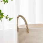 VIPOSCO Tall Laundry Hamper, Woven Rope Storage Basket for Blanket, Toys, Dirty Clothes in Living Room, Bathroom, Bedroom - 30L White & Brown