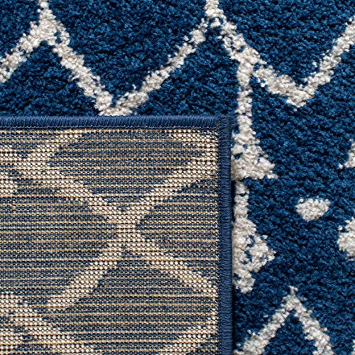 SAFAVIEH Tulum Collection Accent Rug - 2' x 4', Navy & Ivory, Moroccan Boho Distressed Design, Non-Shedding & Easy to Clean, Ideal for Front Door, Kitchen, Entryway, Foyer (TUL270N) - color: Navy/Ivory, size: 2' x 4' (Rectangular)