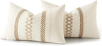 MIULEE Set of 2 Neutral Boho Decorative Lumbar Pillow Covers 12x20 Inch Farmhouse Rustic Couch Throw Pillows Modern Cotton Cushion Covers Retro Cute Macrame Woven Spring Home Decor for Bed Sofa Chair