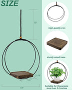 vensovo Hanging Planter for Indoor Plants - 1 pcs Plant Hanger Indoor with Metal Ring and Sturdy Wood Base, Boho Hanging Planter for Wall/Window/Room Decor