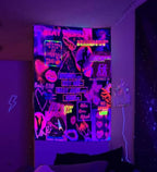 Pink Trippy Tapestry Blacklight Hippie Hippy Wall Tapestry for Bedroom Weed Tapestries for Stoners Trippy Room Decor Marijuana Cannabis Accessories Smoking Man Cave Room Decor Weed Accessories 29”x37”