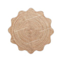 4x4, 5x5, 6x6,feet Natural Jute Scallop Round Rug, Floor Scalloped Edge Rug Braided Boho Eco Large Circular Handmade Area Rugs (D2) - color: White, size: 4' (Round)