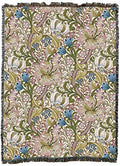Pure Country Weavers William Morris Golden Lily Pink Blanket XL - Arts & Crafts - Gift Tapestry Throw Woven from Cotton - Made in the USA (82x62) - color: Pink, size: X-Large