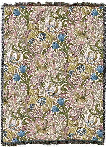 Pure Country Weavers William Morris Golden Lily Pink Blanket XL - Arts & Crafts - Gift Tapestry Throw Woven from Cotton - Made in the USA (82x62) - color: Pink, size: X-Large