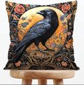 William Morris Abstract Vintage Floral Velvet Black Crow Design Throw Pillow Covers Home Decor, Retro Art Decor Pillowcase Cushion Cover for Bed Sofa Living Room, Square 18x18inch (Black-Crow)