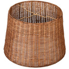1 Pack Natural Rattan Spider Boho Lamp Shade Handwoven Indonesian Rattan, Large Wicker Woven Lampshade for Table & Floor, Boho Decor (13" Top × 16" Bottom × 11" Slant,Frustum Shape) - size: 13" Top × 16" Bottom × 11" Slant