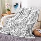 Floral Throw Blanket, Botanical Floral Blanket, Soft, Flannel, Warm, Boho Floral Bed Blanket All Season Flower Throw Blanket for Couch Bedroom Living Room, Gray 50X70 Inch