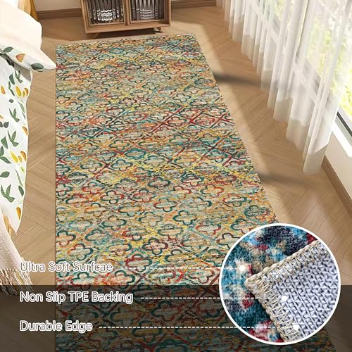 RUGSURE Washable Area Rugs, 2'6'' x 8' - 1/6 Thick - Stain & Water Resistant Non-Slip - Perfect Resistant Rug for Living Room, Bedroom, Nursery, Pet & Child Friendly, Vibrant Colors Rugs, Multicolor - color: Grass-multicolor, size: 2'6" x 8' (Rectangular)