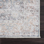 Bloom Rugs Caria Washable Non-Slip 4x6 Rug - Ocean Blue/Brick Traditional Area Rug for Living Room, Bedroom, Dining Room, and Kitchen - Exact Size: 4' x 6' - color: Ocean Blue / Brick, size: 4' x 6' (Rectangular)