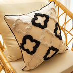 Xiao Hua Boho Tufted Decorative Throw Pillow Cover, Cozy Bohemian Cotton Canvas Cushion Cover Tassels Pillow Case Home Decor 18 * 18inch,02
