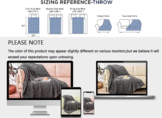 YUSOKI Sherpa Large Throw Blanket Single Layer,Light Weight(1.7lb),370GMS-3D Stylish Design for Gift Home Decor (Grey,50"x65")