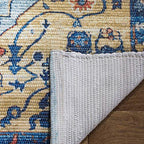 SAFAVIEH Saffron Collection Accent Rug - 3' x 5', Turquoise & Navy, Handmade Boho Chic Distressed Cotton, Ideal for High Traffic Areas in Entryway, Living Room, Bedroom (SFN540K) - size: 3' x 5' (Rectangular)