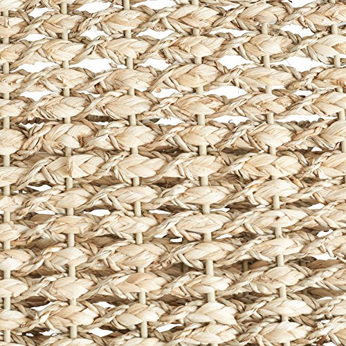 Household Essentials Handwoven Seagrass and Corn Husk Wicker Stair Basket with Iron Frame and Handles, Natural - style: Seagrass