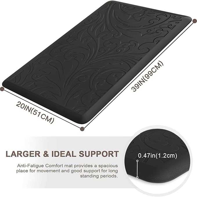 KMAT Kitchen Mat Cushioned Anti-Fatigue Floor Mat Waterproof Non-Slip Standing Mat Ergonomic Comfort Floor Mat Rug for Home,Office,Sink,Laundry,Desk 39"(L) x 20"(W),Black