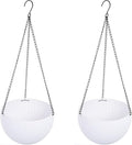 Hanging Basket Plastic Flower Pot Round Resin Garden Hanging Planter for Indoor Outdoor Plants 2 Pack White