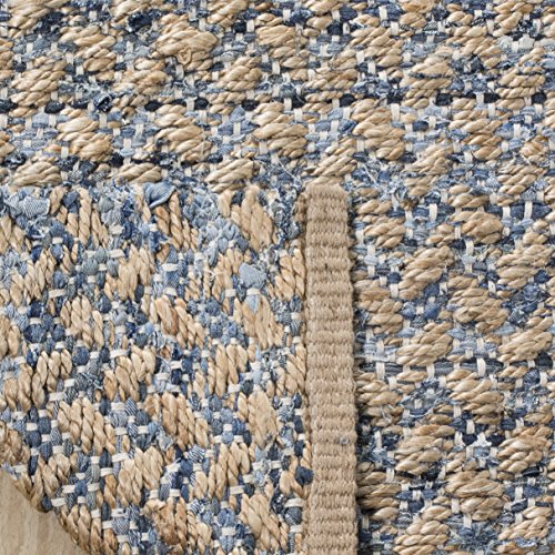 SAFAVIEH Area Rug 8x10 - Cape Cod Collection - Large - Blue & Natural, Handmade Braided Jute, Boho Design, Ideal for Living Room, Bedroom, Office, Dining Space (CAP305M) - color: Blue/Natural, size: 8' x 10' (Rectangular)