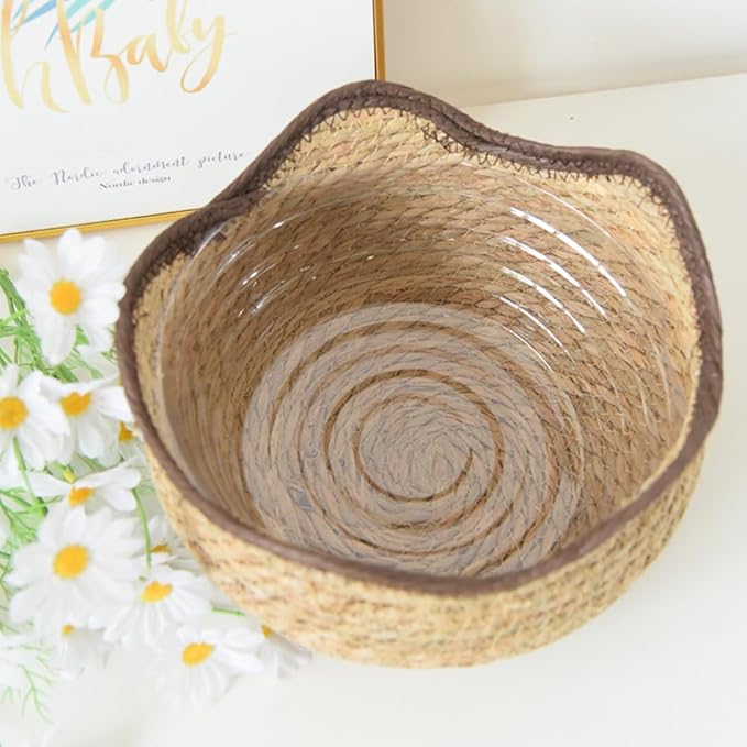 Wave Woven Planter Basket for Indoor Plants - Compact Multi-Use Storage Basket for Flowers, Farmhouse Home Decor - Fits Fresh/Artificial Plants(L)