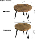 Plant Stand Indoor Outdoor, Wooden plant Stool, Mid Century Plant Stand for Indoor Plants, Wood Modern Plant Holder Rattan Flower, Low Short Boho Rustic Planter Stand Fit 5-15 Inch Pot(M, L)
