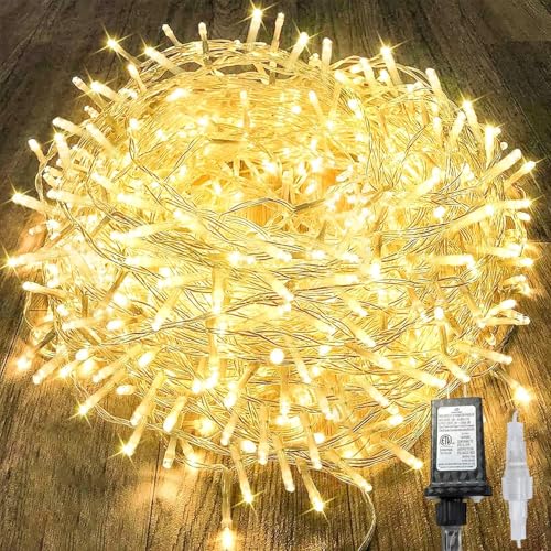 288FT 800LED Extra-Long String Lights Indoor Outdoor Clear Wire, Warm White Christmas String Lights, Plug in Twinkle Fairy Light With Timer and Memory For Wedding Patio Tree Yard Christmas Decorations - color: Warm White, size: 800LED