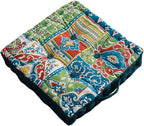 LINGXIYA Floor Pillow,Meditation Pillow for Floor,Bohemmia Style Yoga Cushion Floor Pad for Home Bay Window Party Garden Decoration,15.7"x15.7"x3.5",Green