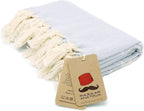 Bazaar Anatolia Turkish Beach Towel – 100% Cotton, Quick Dry, Sand Free Towel for Bathroom, Travel, Camping – Oversized 71x39 Inches – Stripe Light Blue