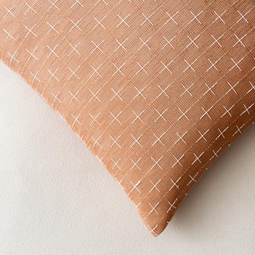 MIULEE Pack of 2 Decorative Burlap Linen Throw Pillow Covers Farmhouse Pillowcases Modern Rustic Woven Textured Cushion Cover for Sofa Couch Bed 18x18 Inch Brick - color: Brick, size: 18" x 18" (Pack of 2)