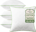 Ashler Throw Pillow Inserts (Pack of 4, White), 28 x 28 Inches Pillow Inserts with 100% Cotton Cover, Indoor Decorative Pillows Inserts for Couch Sofa and Bed