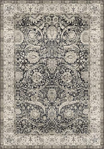 Vintage Living Room Area Rug 2x3 Large Soft Washable Oriental Traditional Distressed Rug for Bedroom Guestroom Playroom Faux Wool Carpet Retro Apartment Farmhouse Non Slip Floor Mat Black Gray - color: A, size: 2x3