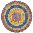 SAFAVIEH Natural Fiber Round Collection 3' Round Lavender / Multi NF201A Handmade Boho Charm Farmhouse Jute Area Rug - color: Lavender/Multi, size: 3' (Round)
