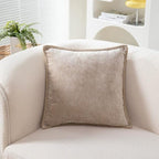 Decorative Throw Pillow Covers Pack of 2, 18x18 In Chenille Soft Pillow Covers with Stitched Edge, Farmhouse Neutral Euro Decorative Pillows for Bed Couch Sofa Home Decor Living Room,Beige